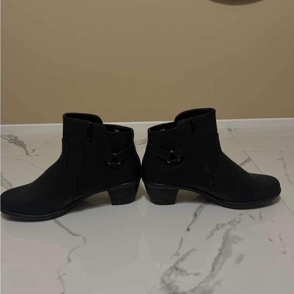 easy street Black Ankle Booties with Side Zip